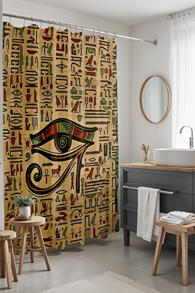 EVPANYA Banyo Perdesi, Ra nın Gözü Desenli Duş Perdesi, Küvet Perdesi 175x200cm