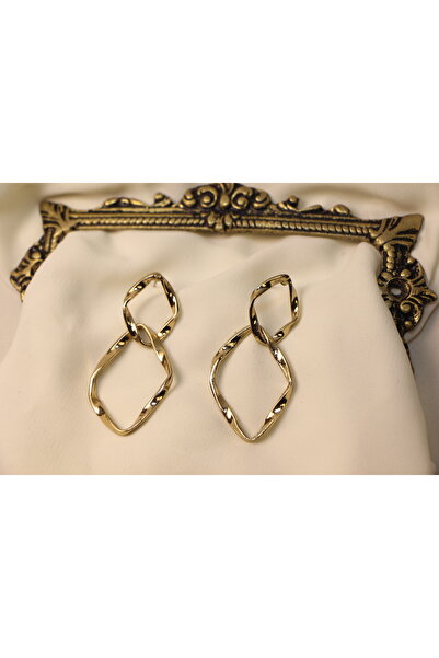 BoJo İç İçe Geçmiş Altın Gold Renk Küpe