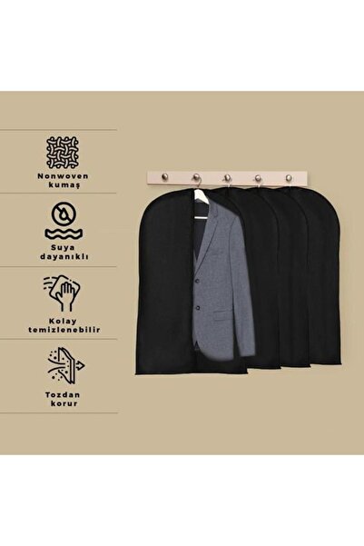 Genel Markalar 5 Adet Takım Elbise Kılıfı, Kıyafet, Elbise Koruma Taşıma Kılıfı, Gamboç Siyah, Elbise Hurcu