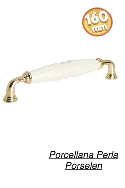 Porcellana Perla (16cm)-White - Porcelain Cover Cabinet Handle Drawer Handle Furniture Kitchen Handle Handle Pearl160Mm-Stk3051