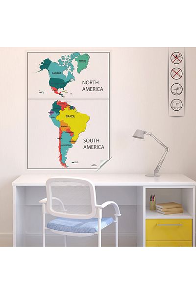 ZERO LAND Static Paper Color America Map 70 cm X 100 cm Hnzrn