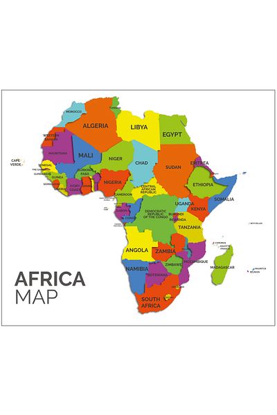 ZERO LAND Static Paper Color Africa Map 72 cm X 84 cm Hnzrn