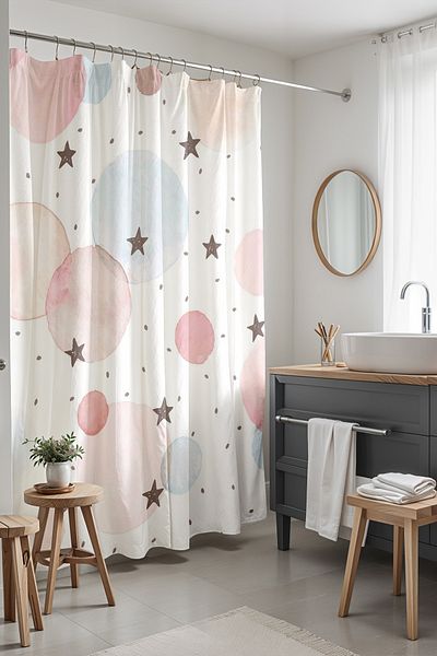 EVPANYA Κουρτίνα ντους και μπανιέρας Grey Stars Design 175x200cm