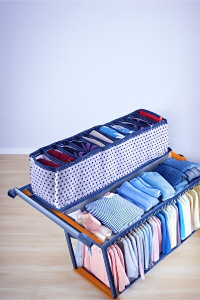Magic Lady 11-Compartment Small Polka Dot Blue and White Drawer and Closet Accordion Organizer (2 Pieces)