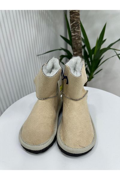 Klay Shoes Λούτρινες γούνινες παιδικές μπότες για το σπίτι με λεπτομέρεια με κουμπί