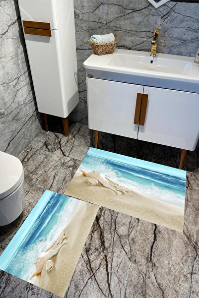 Carmine Carpet Σετ πατάκι μπάνιου 2 τεμαχίων με αντιολισθητική βάση με ψηφιακ...