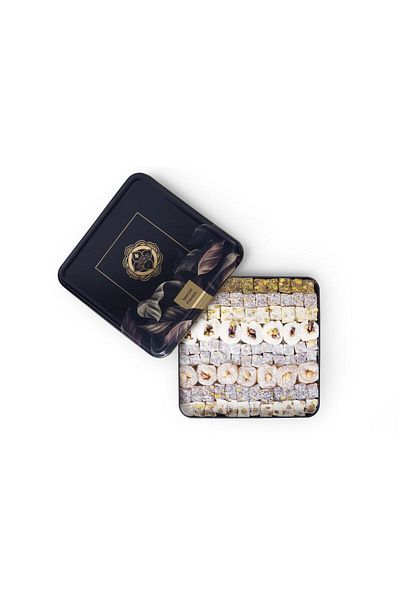 MEŞHUR SAFRANBOLU LOKUMCUSU 900 G. Black Metal Box - Mixed Turkish Delight