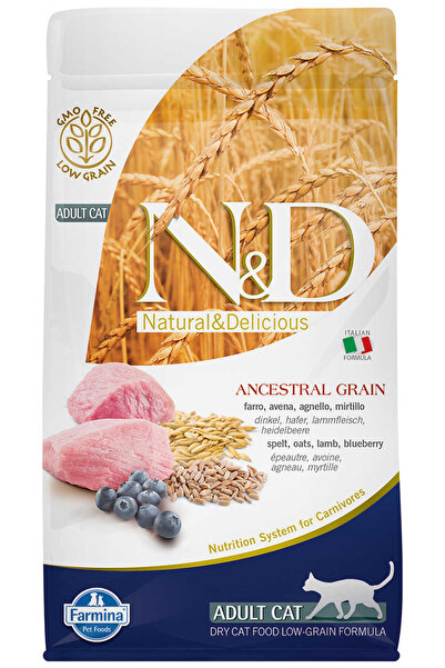 N&D Düşük Tahıllı Kuzu Etli ve Yaban Mersinli Kedi Maması 10 Kg