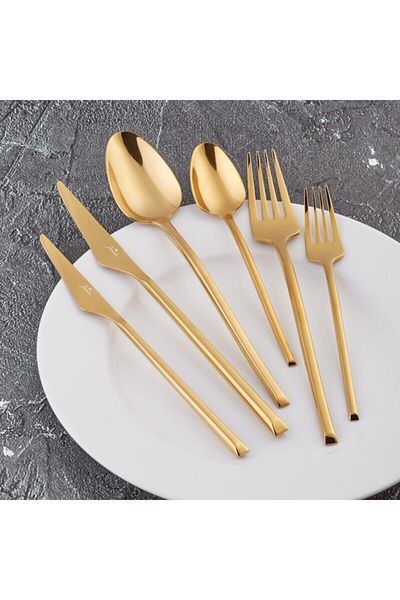Jumbo 5500 Titanium Gold 12-Person 84-Piece Cutlery Set