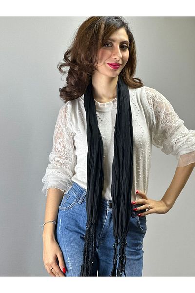 Gönülden Tasarım EșARFĂ MÂRGELE PENTRU FEMEI MOALE 130X40 CM Negru