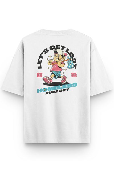 Overoz Μπλουζάκι Rude Boy White Oversize - Εκτύπωση στην πλάτη, Unisex, 1304