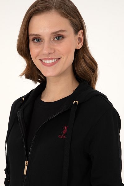 U.S. Polo Assn. Women's Black Hooded Zippered Sweatshirt - 50297297 -Vr046