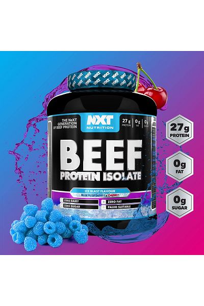 NXT Nutrition Beef Isolate, 4 LB, Ice Blast Blueraspberry&cherry, Zero Dairy 1.8kg