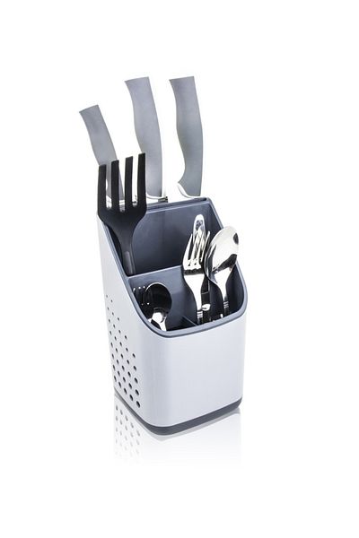 Decobella Besteck Organizer, 13×13,5×23 Cm, Plastik, Weiß