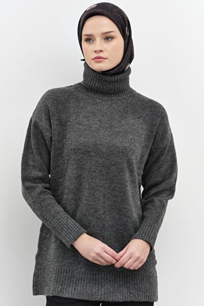 Tuğba Boğazlı Triko Tunik - Antrasit