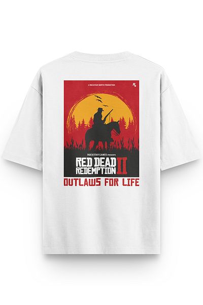 Overoz Μπλουζάκι Unisex με στάμπα Red Dead Redemption Λευκό Oversize - 1307