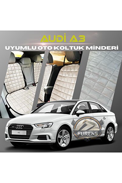 SHOOPLAA طقم وسادة مقعد السيارة Audi A3 باللون البيج مع جيوب ريش تايلاندية وظ...