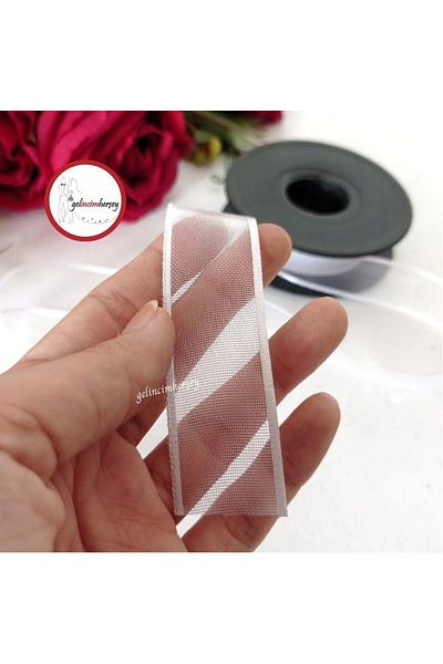 Gelincimherşey 4 m White Organza Ribbon For Decoration
