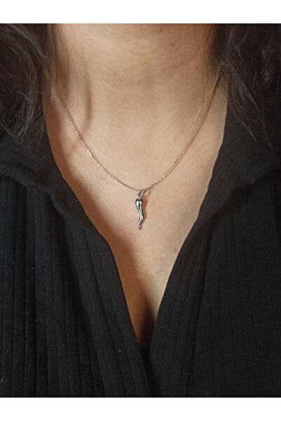 TREND 925 Ayar Gümüş Cornicello, Kolye, Italyan Şans Boynuzu, Biber Kolye, Sevgililer Günü Hediyesi