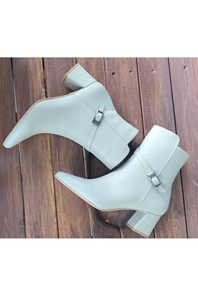 NISH N24146 Hakiki Deri Kadın Topuklu Klasik Bot