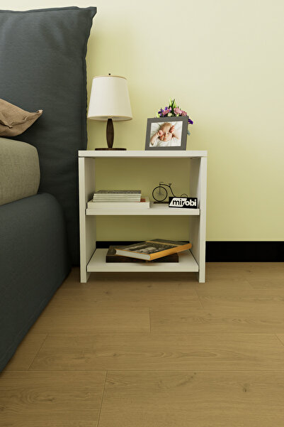 WOODLIFE Eko Komodin Yan Sehpa Dekoratif Beyaz