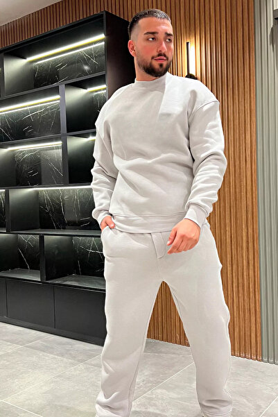 BayBayan Ανδρικό σετ φόρμας Jogger με λαιμόκοψη χωρίς εκτύπωση