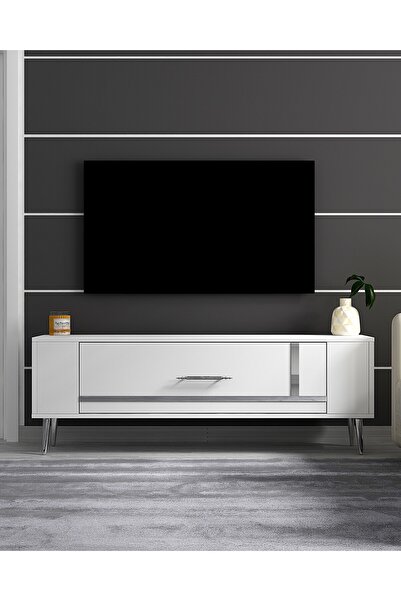 DEMONTE DECOR RETROP1DD TV SEHPASI BEYAZ-GÜMÜŞ