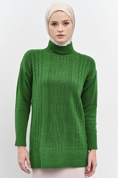 Tuğba Örgü Desen Triko Tunik - Yeşil