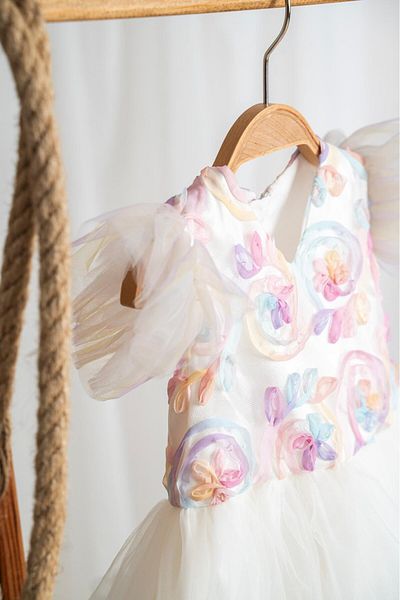 Pop Unicorn Girl's White Tulle Dress