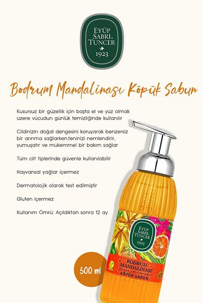 Eyüp Sabri Tuncer 500 ml Soap Set Tangerine, Olive Oil, Lemon, Cherry and White Soap Rosie Gift