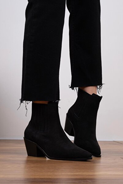 sovrana Kısa Kovboy Bot Siyah Süet