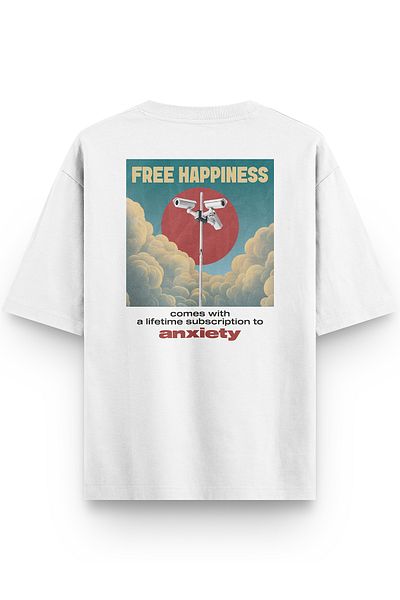 Overoz Μπλουζάκι Unisex με στάμπα άγχους λευκό oversize 1312