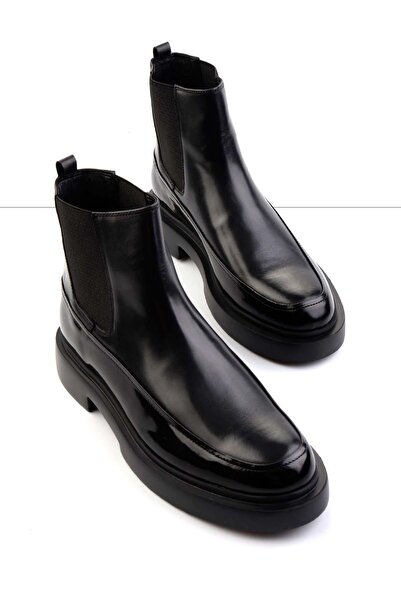 Bambi Mat Siyah Leather Erkek Bot & Bootie E02600502303