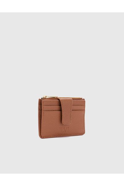 İLVİ Houston Genuine Floater Leather Unisex Tan Card Holder