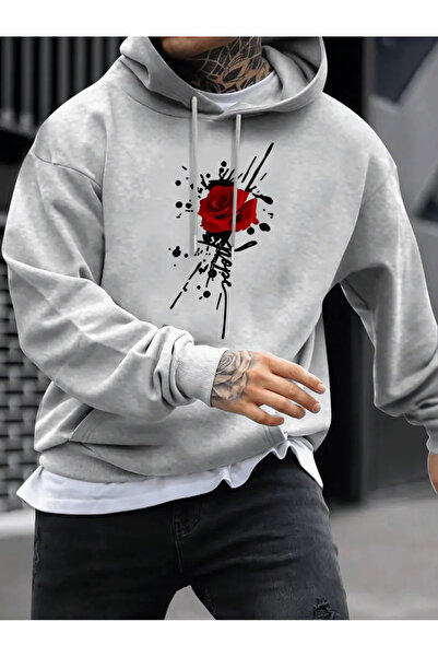 Nebulaa Tekstil Φούτερ με κουκούλα Nebulaa, Γεωμετρικό σχέδιο τριαντάφυλλου, ...