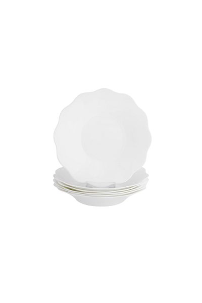 Dania Edam Goit Arcopal White Round Wavy Plate Set 6 Pieces 20 cm