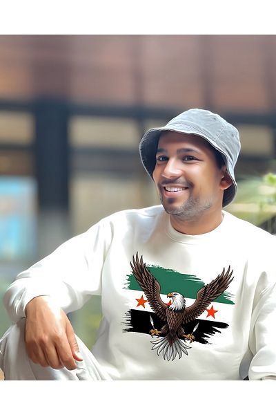LUNAVISTA Syrian with Eagles Printed Crew Neck Sweatshirt