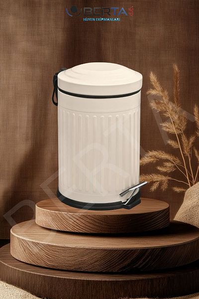 Berta Hijyen Vintage Cream Κάδος Απορριμμάτων Αμορτισέρ Κάλυμμα Ριγέ Πολυτελές Μοντέλο 12lt
