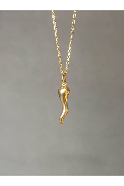 TREND Gümüş Cornicello Kolye, Italyan Şans Boynuzu, Biber Kolye, Yılbaşı Hediyesi, 925 Ayar Gümüş