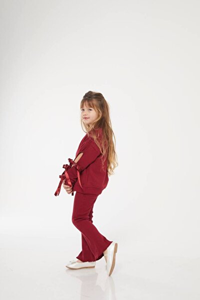 Haye Collection Fiyonk Detaylı Sweat Rahat Pantolonla  Kız Çoçuk Kıyafet Seti