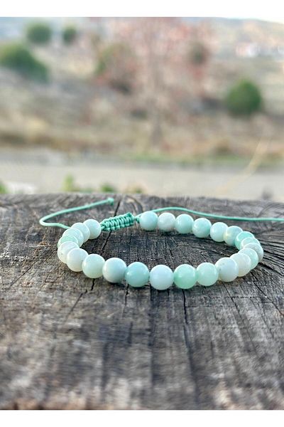 Gökçeada Certified 6 mm Macromeliamazonite Stone Women Men's Bracelet