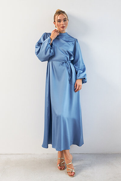 VAVİNOR Βραδινό φόρεμα σατέν με μπαλόνι - Baby Blue