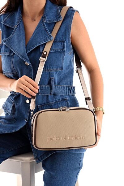 Polo Of Colors حقيبة كتف نسائية من Lili LkKumBrown بثلاثة أقسام مقاس 17x28