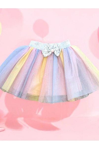 Zekids Fusta tutu colorată curcubeu pentru fete