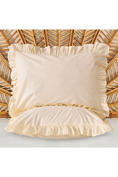 Evidea Soft Ruffled 2-Piece Pillowcase - Stone - 50X70 cm
