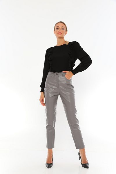 Basics&More Women's Five Pocket Leather Pants