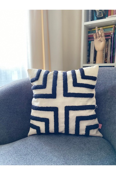 Les Passent Husă de pernă brodata cu triunghi din in spălat