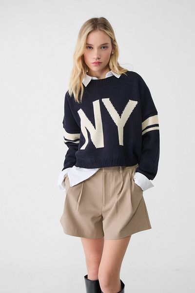 Stradivarius Crop fit triko kazak