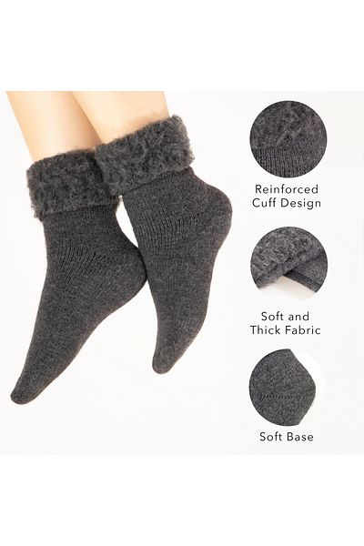 FOURSOLOS Thermal Gray Winter Socks Unisex 2-Piece Size 36-41