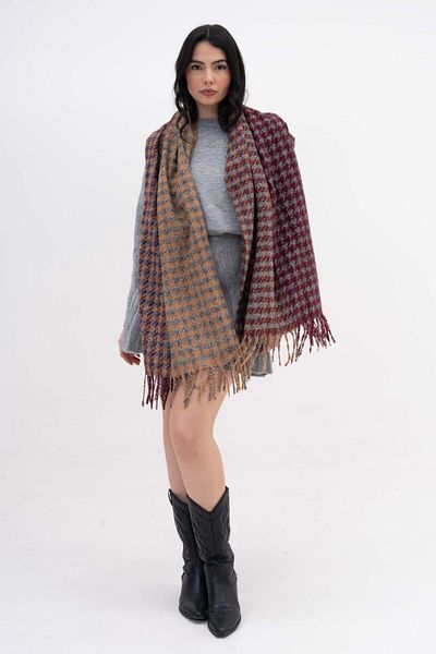 FENZA SCARF LISA DEGRADE WRENCH PATTERN MIXT DE LANA-AKRILĂ BĂRĂ DE IARNĂ